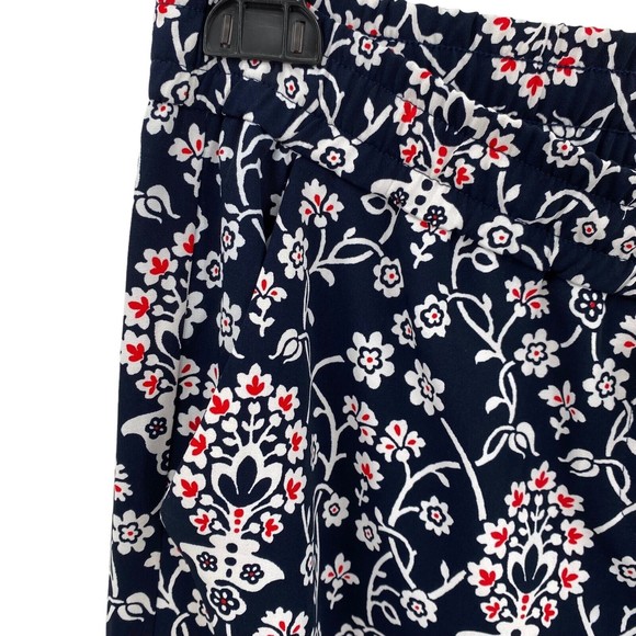 Ann Taylor Loft Women's Pants Red White Blue Pull on Casual Floral Wide Leg S - Picture 7 of 9
